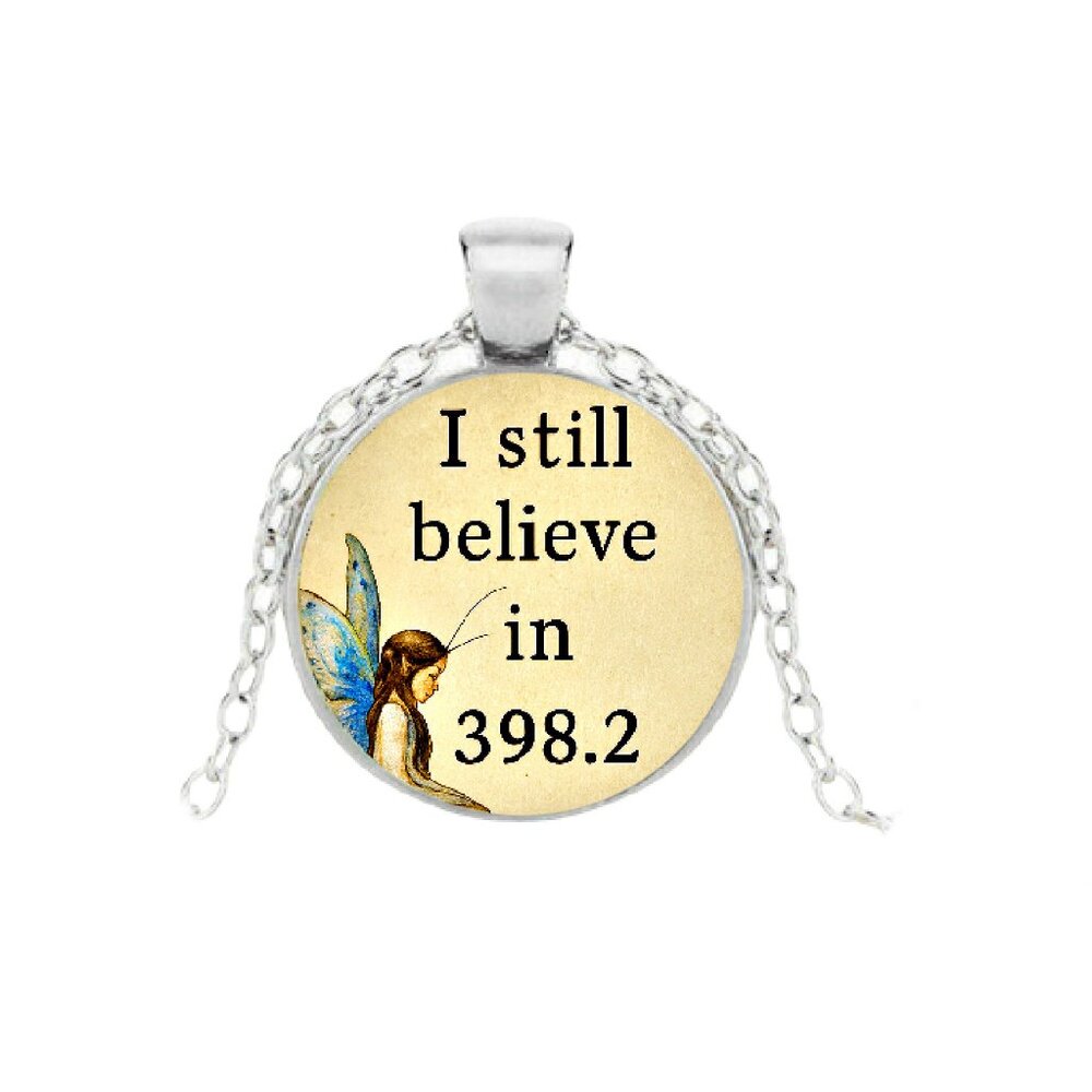 I still believe in 398.2 fairy tale pendant with a retro antique fairy image.